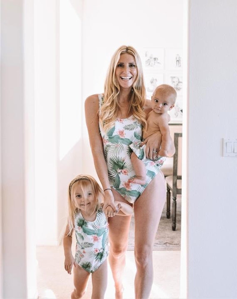Tropical swimsuit,Swimsuit Family matching swimsuits matching mother daughter swimsuit mom gift matching swimwear Mommy and me Swimsuit
