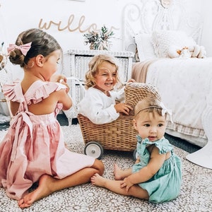 Girl Linen Dress | Flower Girl Dress | 100% Linen Dress | Girl Ruffle Dress | Matching Flower Girls | Kids Linen Dress | Kids Linen Clothing