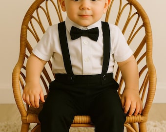 Black Boy Suspender Pants | Ring Bearer Outfit