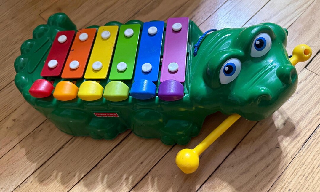 Fisher-Price Crocodile Xylophone - Jouet Musical En Bois Pour Enfant, éveil Et Motricité, Dès 12 Mois, Instrument Bruit