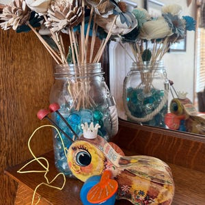 Vintage Fisher Price  Queen Buzzy Bee wooden Pull Toy | Bee Toy with Crown | 1950s 1960s Toddler Pull Toy | Retro Nursery Decor Collectible