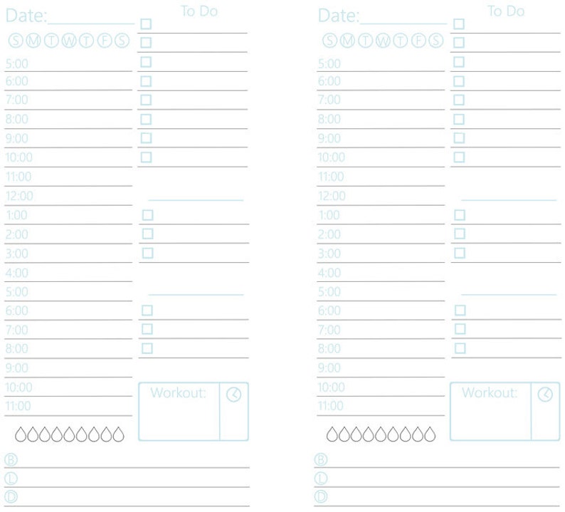 Daily Planner Inserts (personal, compact, A5, A4, letter, half-size): filofax, kikki k, printable, agenda image 4