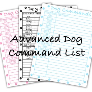 Advanced Dog Command List - Puppy Dog Trick Training, Blue Boy Male, Pink Girl Female, Obedience Tracker