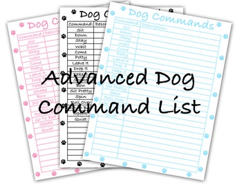 Advanced Dog Command List - Puppy Dog Trick Training, Blue Boy Male, Pink Girl Female, Obedience Tracker