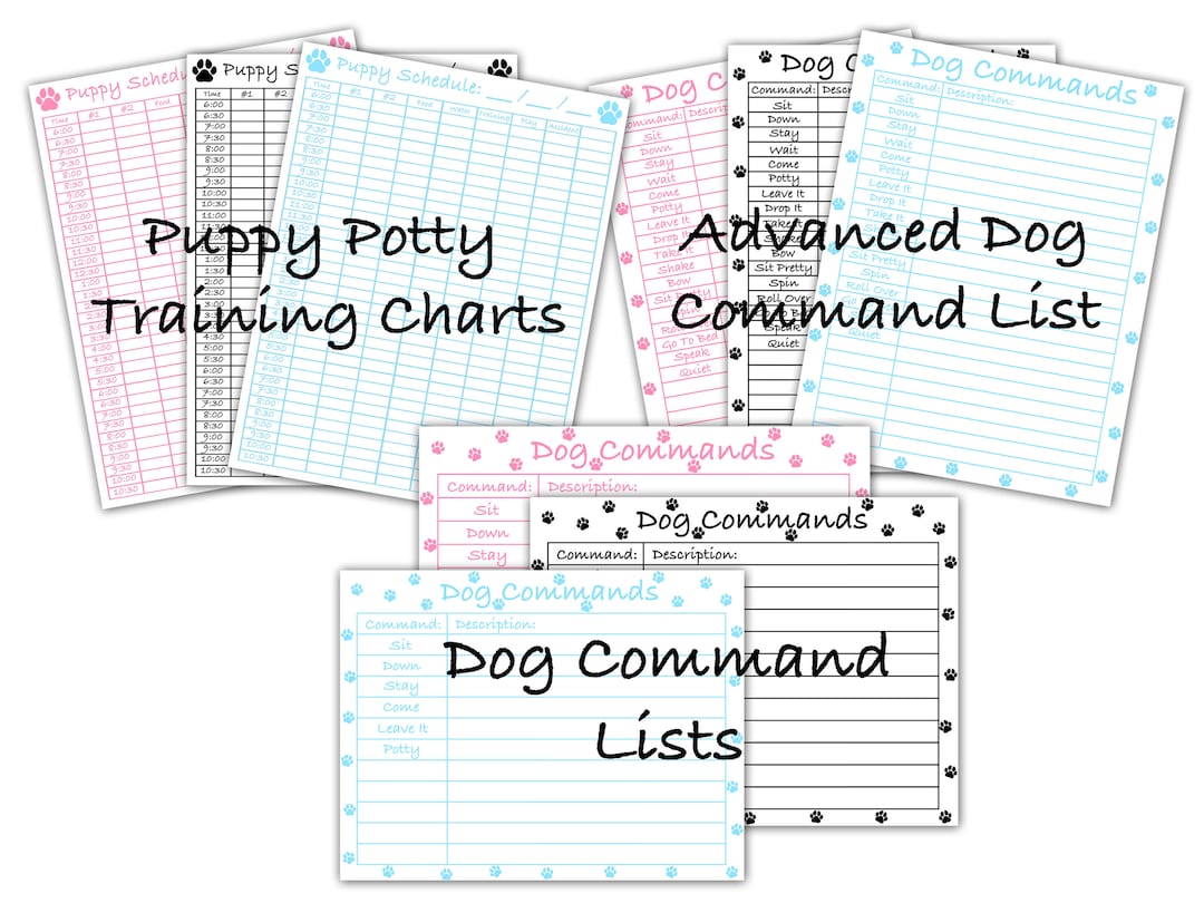 Puppy Bundle Dog Command List, Trick Potty Training, Blue Boy Male