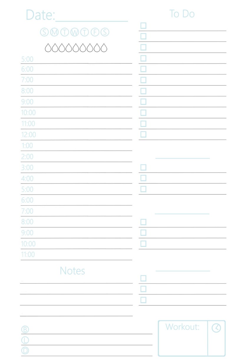 Daily Planner Inserts (personal, compact, A5, A4, letter, half-size): filofax, kikki k, printable, agenda image 3