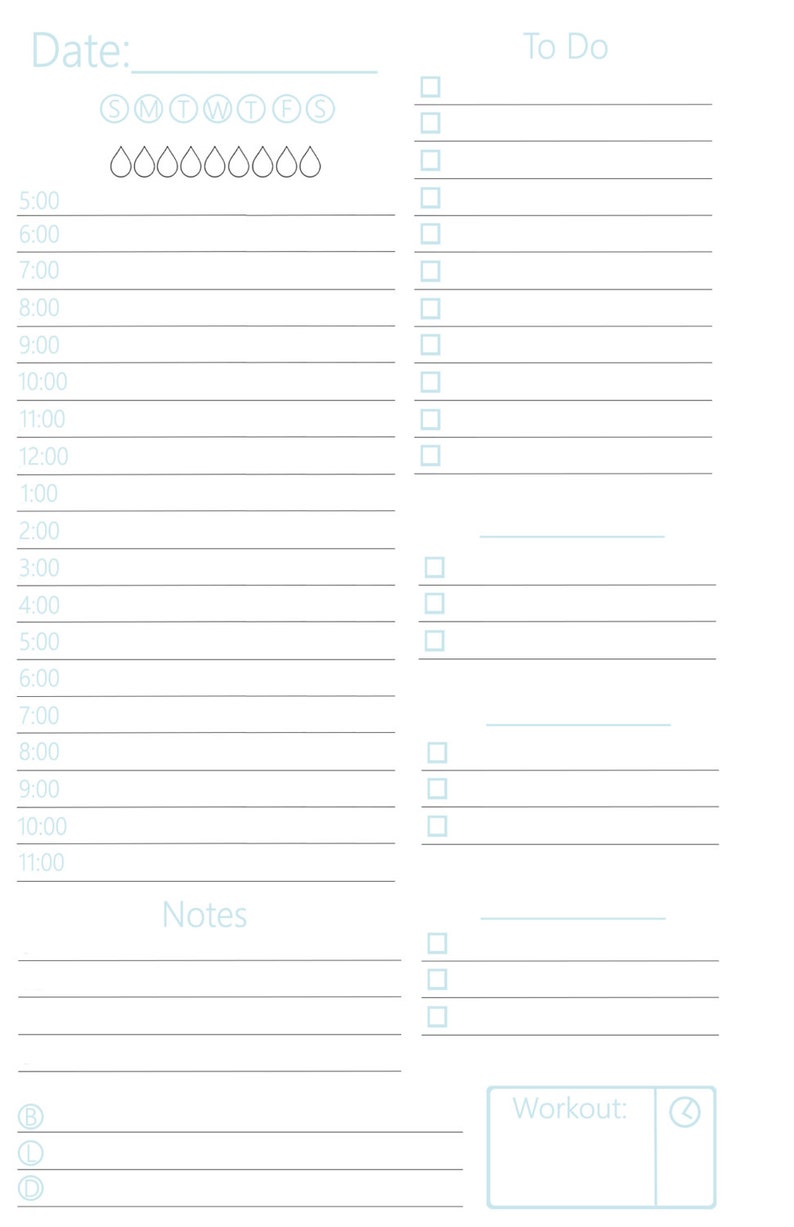 Daily Planner Inserts (personal, compact, A5, A4, letter, half-size): filofax, kikki k, printable, agenda image 2