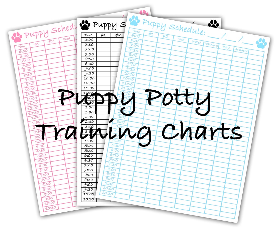 Puppy Potty Training Charts - Blue Boy Male, Pink Girl Female, Dog ...