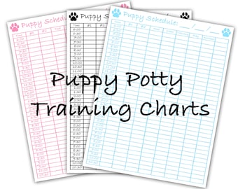 Puppy Potty Training Charts - Blue Boy Male, Pink Girl Female, Dog Accidents Tracker Print-Out Schedule