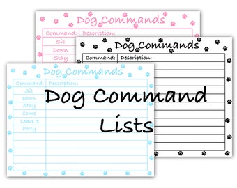 Dog Command List - Puppy Dog Trick Training, Blue Boy Male, Pink Girl Female, Obedience Tracker