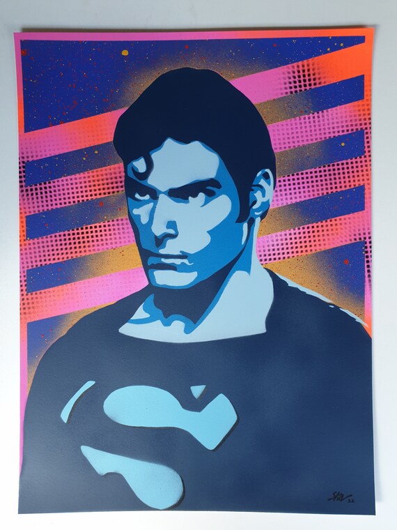 Stencil Art Christopher Reeve's Superman Etsy