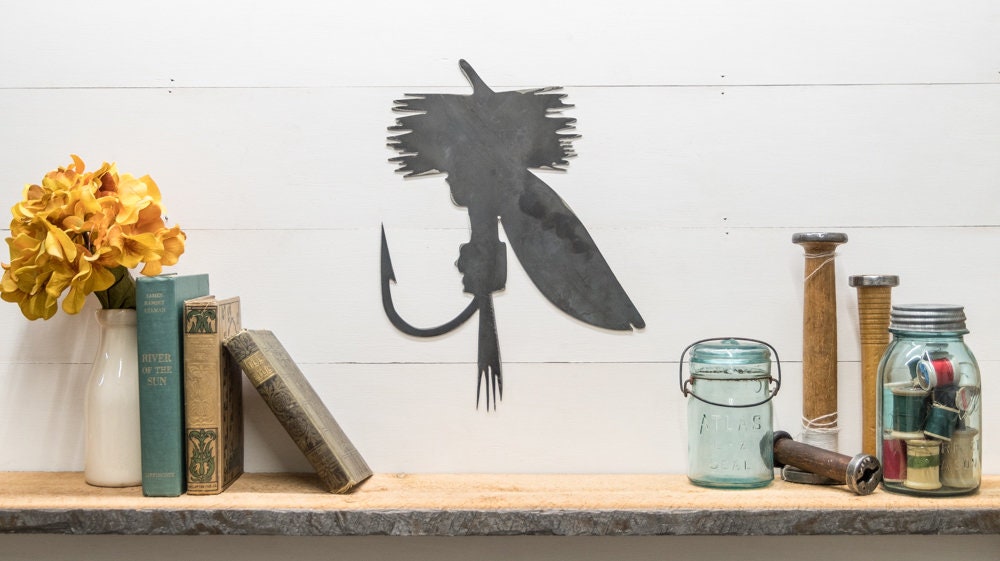 Fly Fishing Fly Metal Decor, Fly Tying Room Decor, Fly Fishing Decor