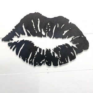 Metal Kiss Lips Print Home Decor Wall Hanging,  Vanity Decor Lipstick Print, Boutique Dressing Room Decor, Metal art, steel, bathroom decor