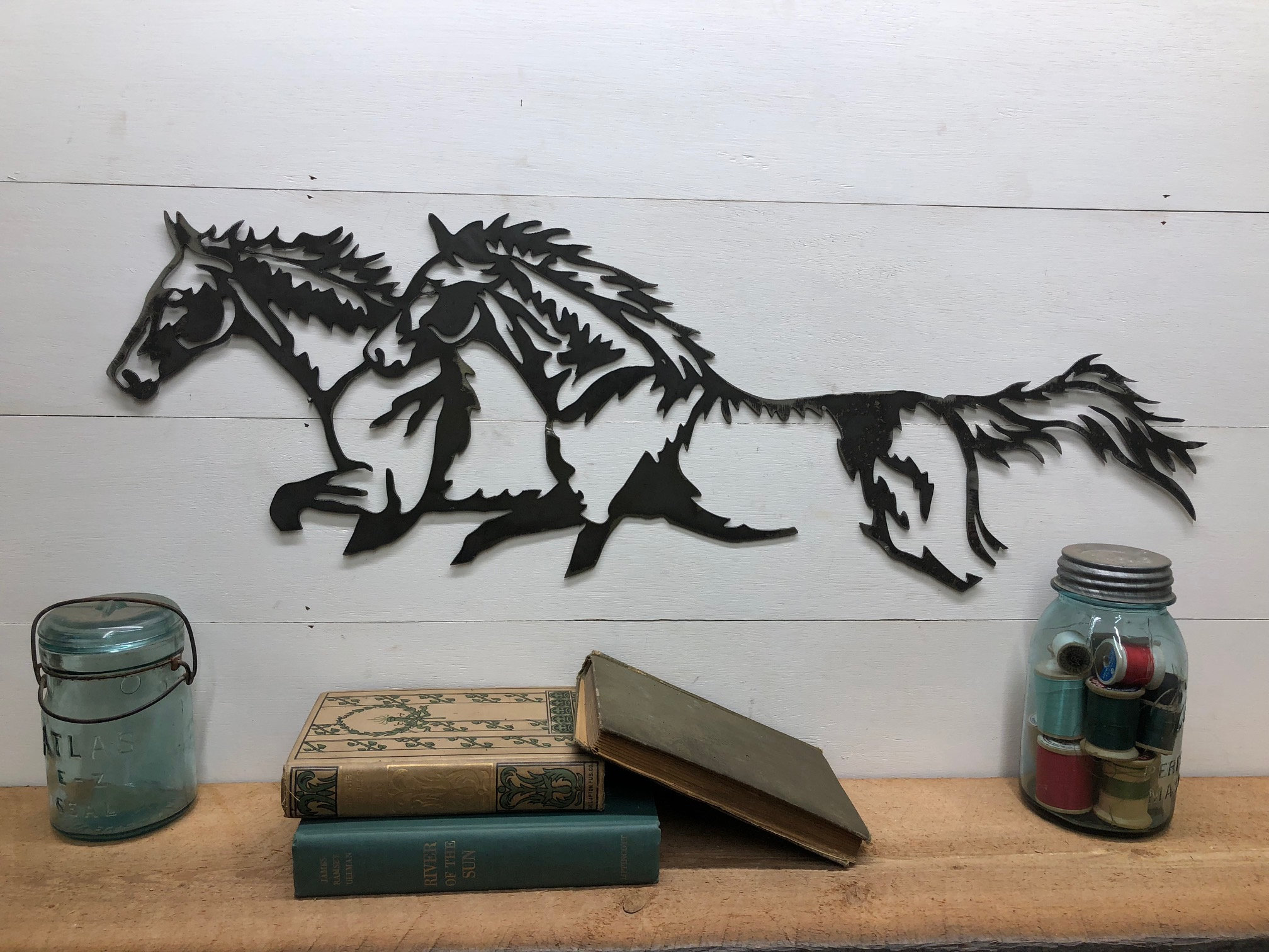 Wall Décor Equine Horse Silhouette,Home Decor Western Metal Art Quarter