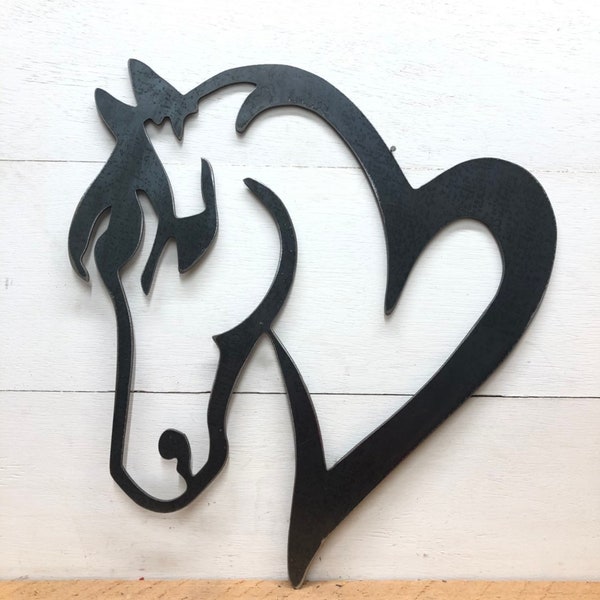 Horse Heart Metal Decor - Horse Decor - Equestrian Decor - Western Wall Art - Farm House Decor - Horse Lover Gift