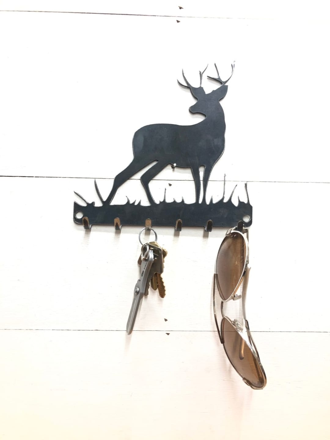 Deer Key Rack Metal Decor - Key Chain and Sun Glasses Holder - Leash ...