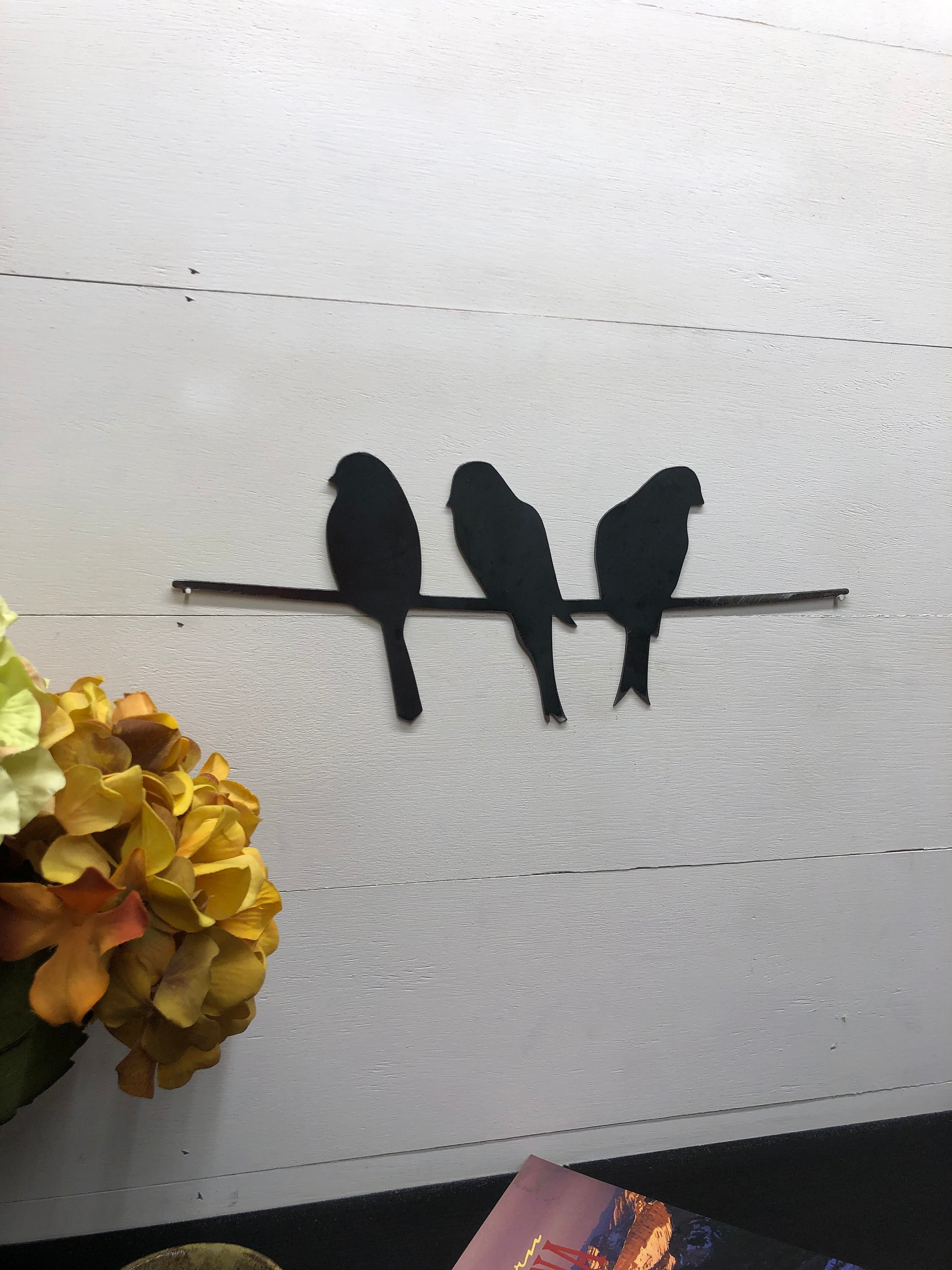 Small Metal Birds on A Wire Home Decor Bird Wall Art Birds Etsy