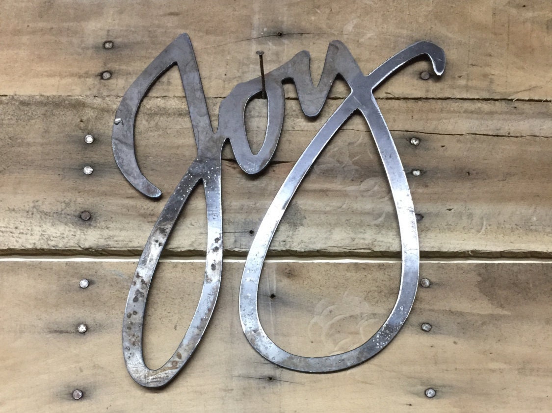 Rustic Metal Joy Sign Metal Word Art Farm House Decor Etsy