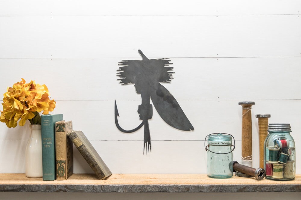 Fly Fishing Fly Metal Decor, Fly Tying Room Decor, Fly Fishing Decor