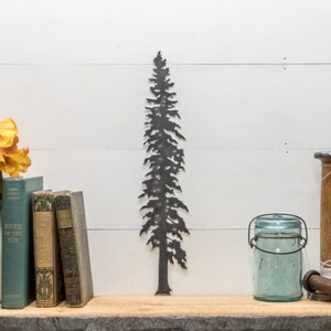 Rustic Pine Tree Silhouette: Metal Cabin Wall Decor image 1