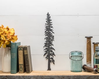 Rustic Pine Tree Silhouette: Metal Cabin Wall Decor