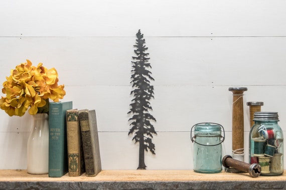 Rustic Pine Tree Silhouette: Metal Cabin Wall Decor