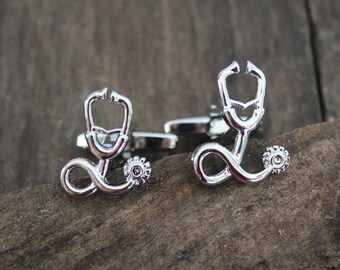 Angled Edition Oakmont Cufflinks Heartbeat Cufflinks Heart Rate Cardiologist Cuff Links