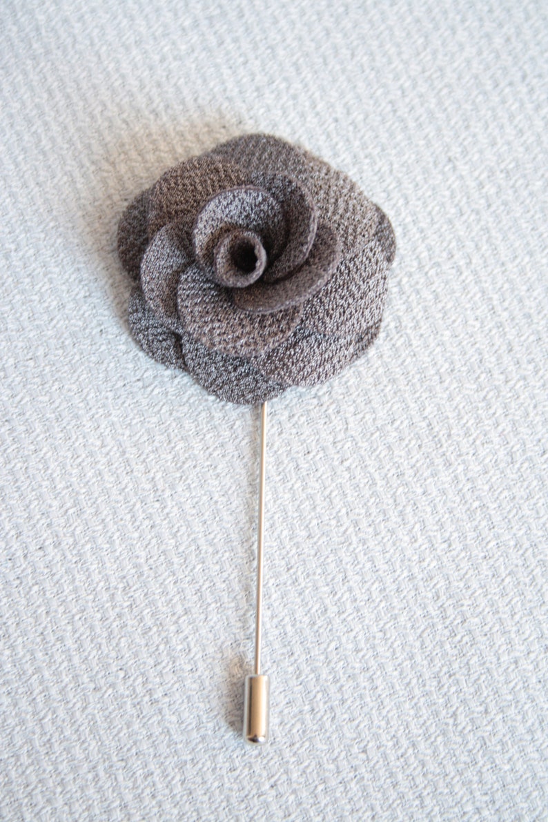 rose chrysanthemum peony Gray fabric flower pin for buttonhole brooch corsage