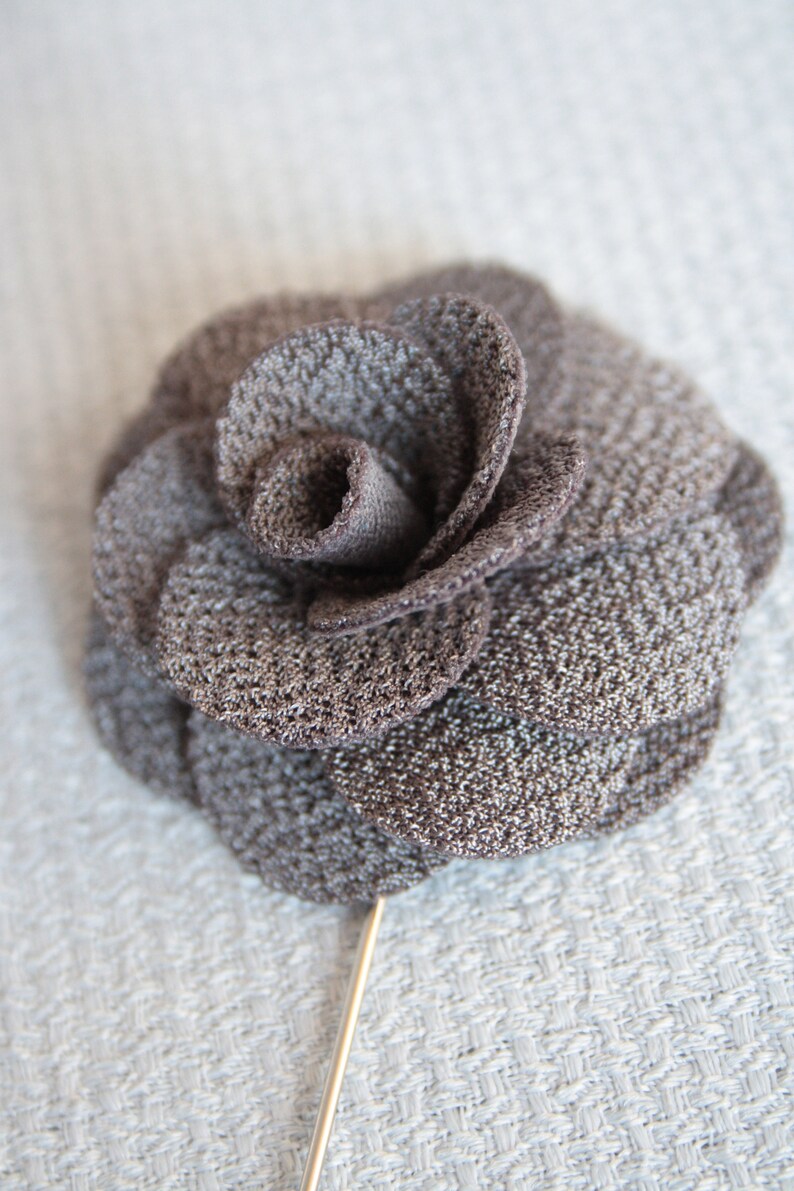 rose chrysanthemum peony Gray fabric flower pin for buttonhole brooch corsage