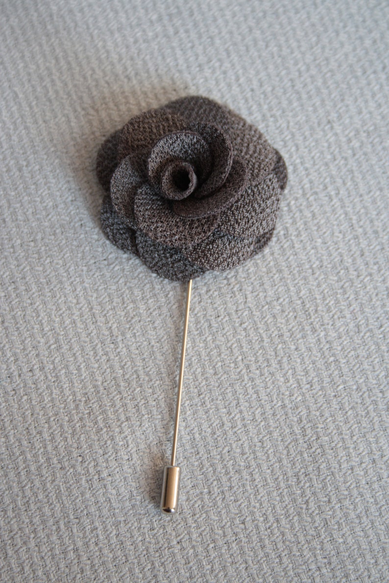 rose chrysanthemum peony Gray fabric flower pin for buttonhole brooch corsage