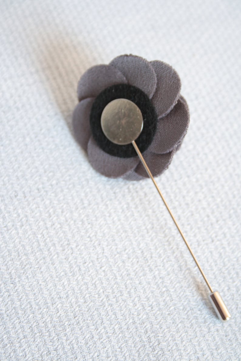 rose chrysanthemum peony Gray fabric flower pin for buttonhole brooch corsage