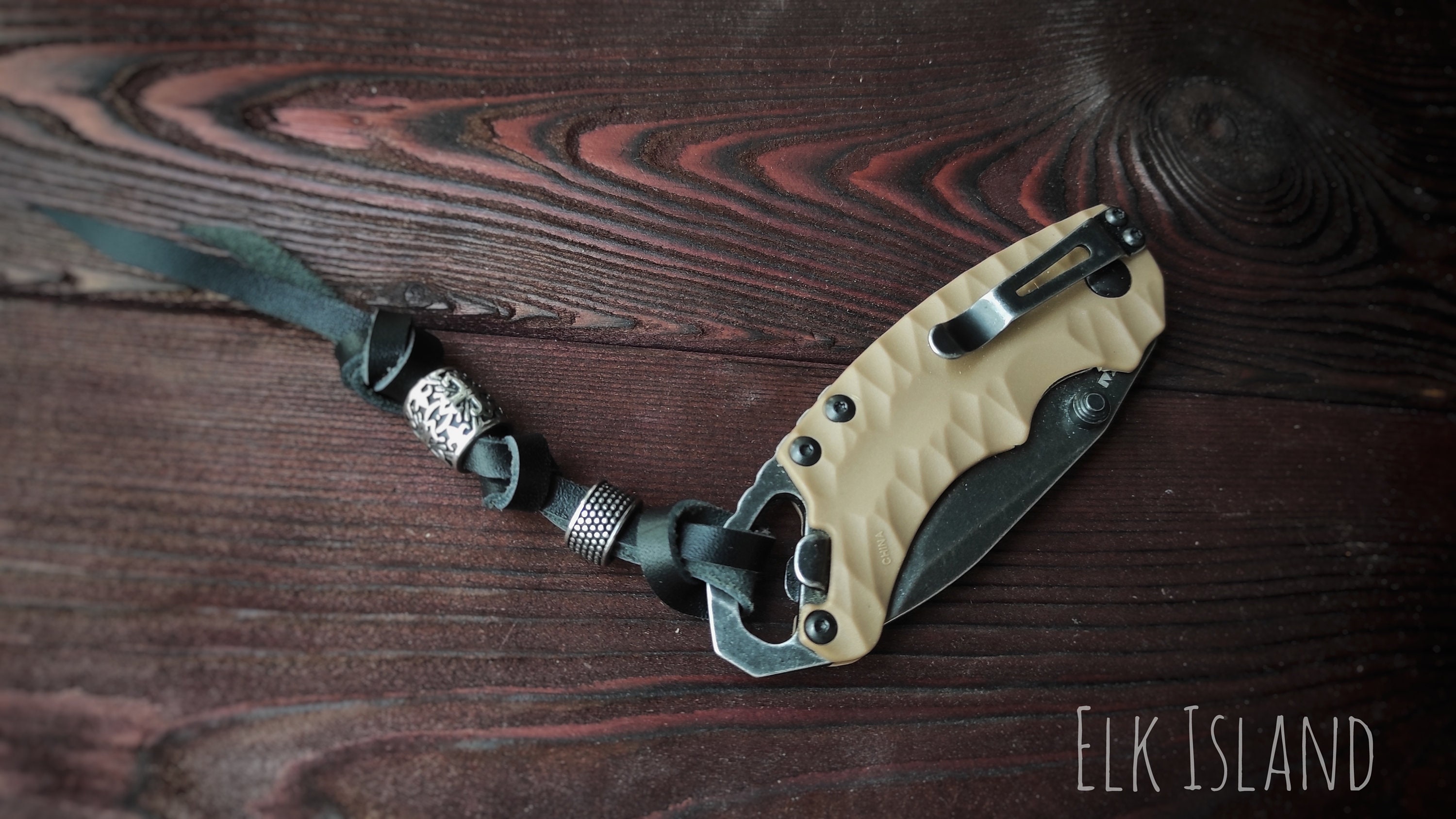 Leather knife lanyard knife accsesoriese trinket stainless Etsy