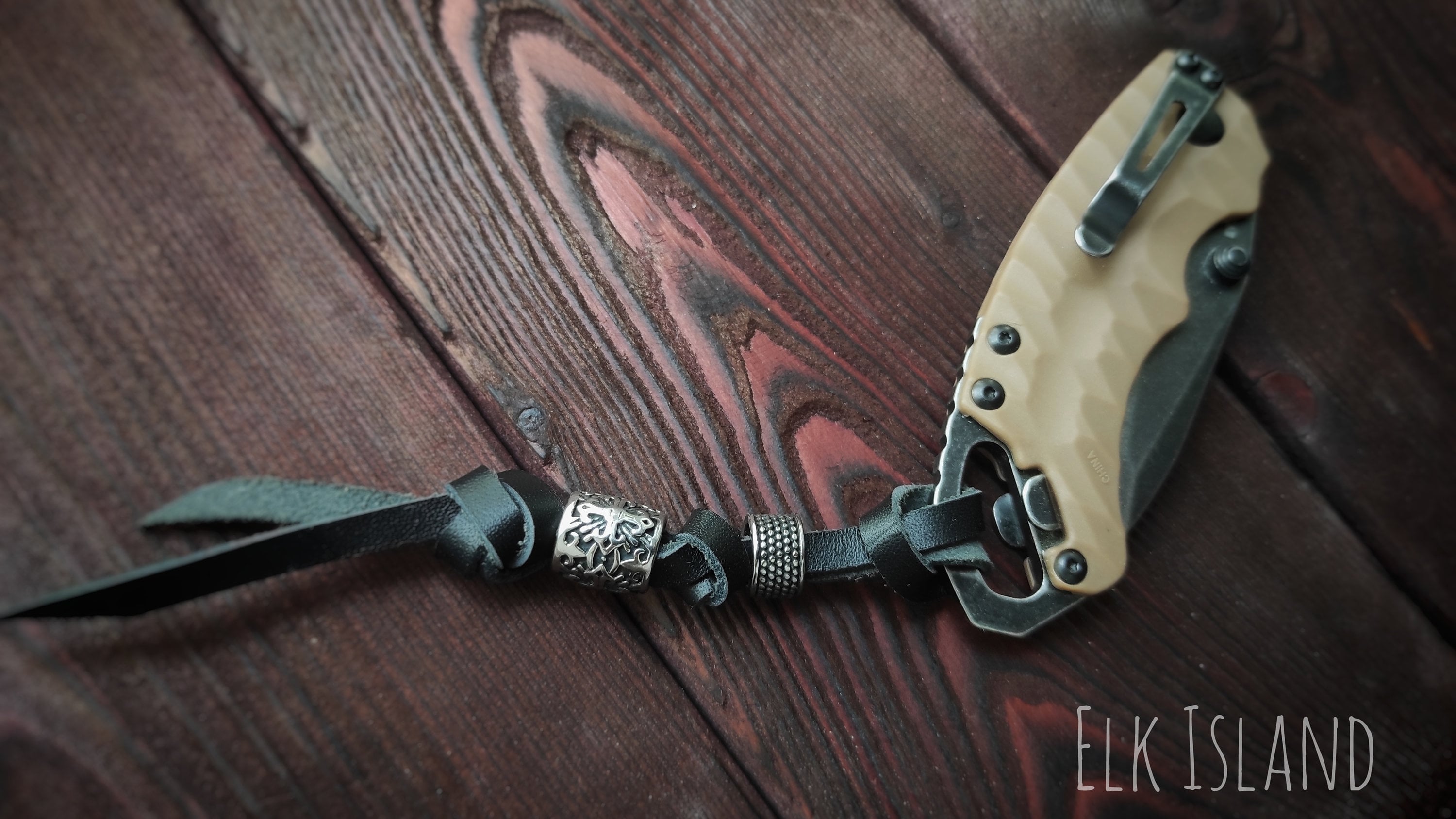 Leather knife lanyard knife accsesoriese trinket stainless Etsy