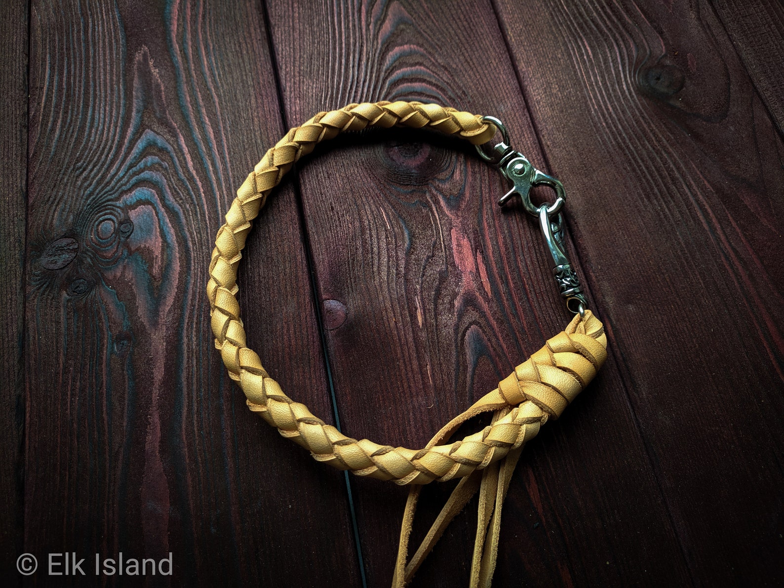 Natural Leather Wallet Rope with solid brass carabiners Etsy