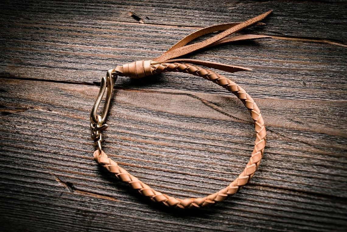 Natural Leather Wallet Rope with solid brass carabiners Etsy