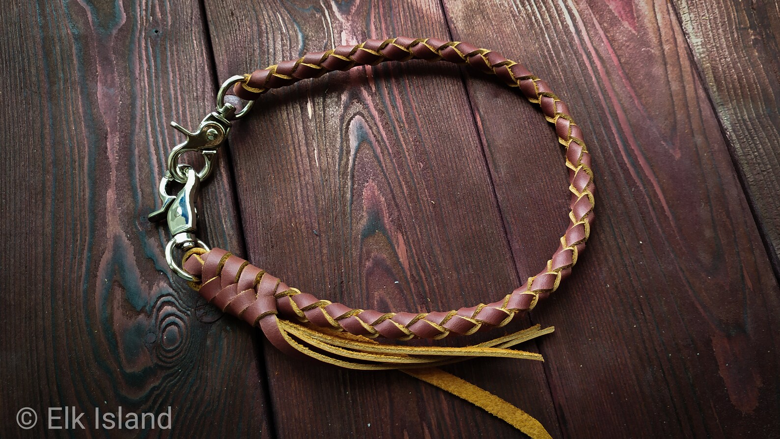 Natural Leather Wallet Rope with solid brass carabiners Etsy