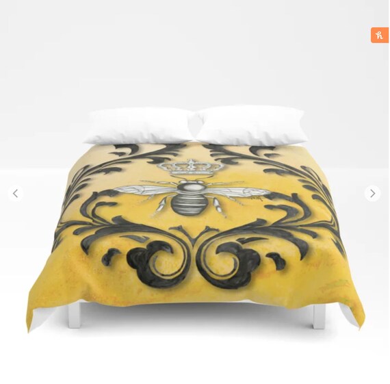 Comforter Or Duvet Damask Bee All Sizes Pillow Shams Etsy