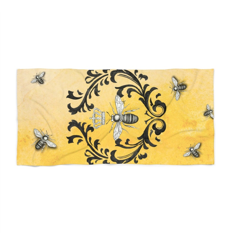 Custom Bee Beach Towel Queen Bee French Bee Original Art Etsy