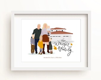 Family Illustration, Digital Illustration, Wedding Illustration, Anniversary Gift, Mother's Day Gift