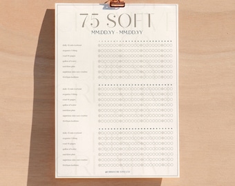 75 Soft Challenge Tracker, US Letter, Editable Tracker, Daily Habits, 75 Soft Tracker, 75 Day, Lifestyle, Health, Habit Tracker, Aesthetic