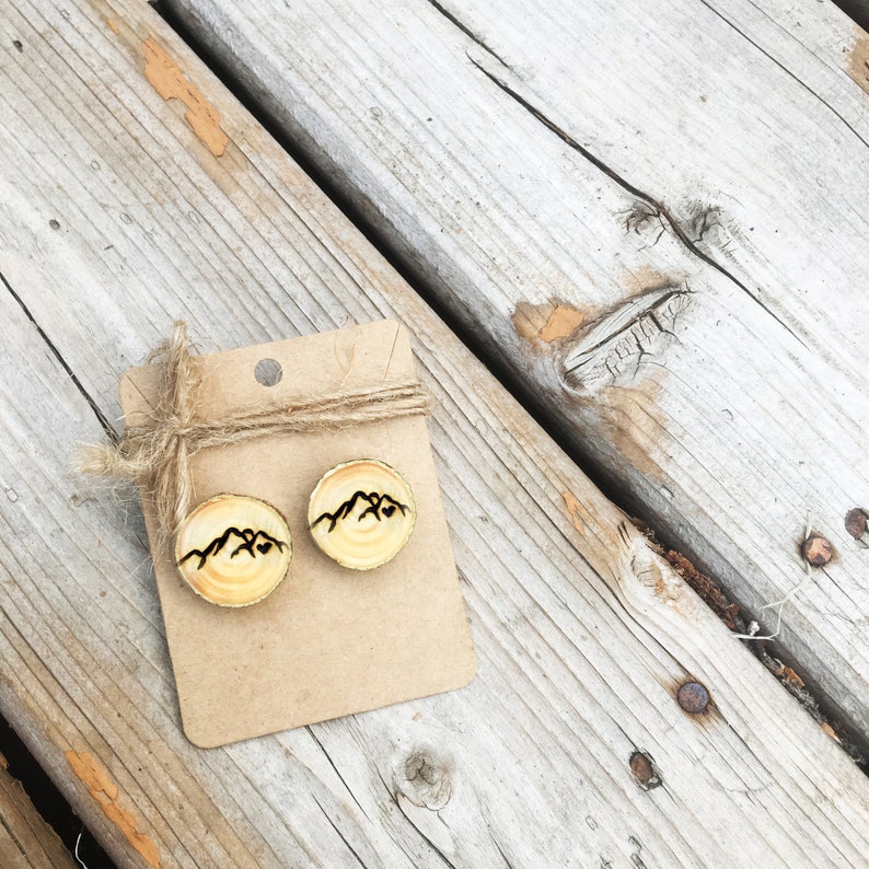 Pyrography Wooden Jewellery Wooden Jewelry Small Stud Earrings Canada Eco Friendly Natural Wood Post Earrings Maple Leaf Earrings