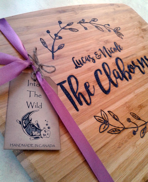 Wedding Cutting Board Newlywed Gift Bridal Shower Engagement Housewarming Personalized