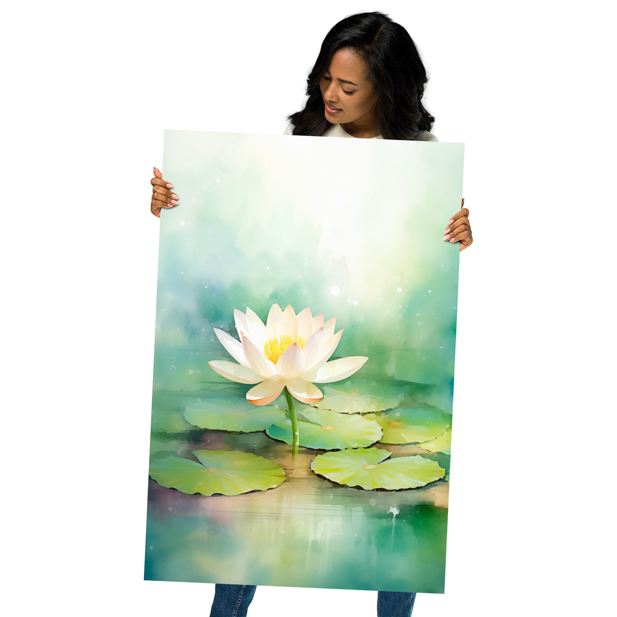 Lotus Painting Flower Watercolor Art Print White Lotus Wall Art - Etsy