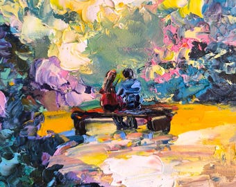 Romantic Couple Painting, Original Oil Painting