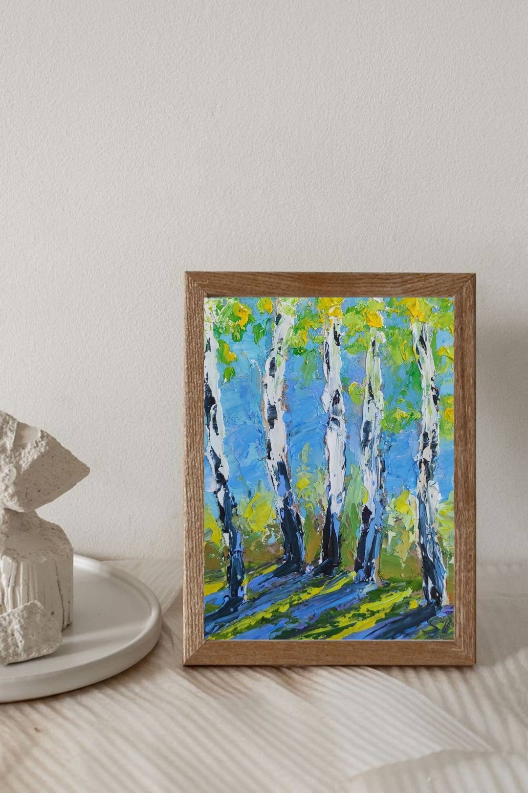Birch Trees Painting Original Art Birch Tree Impasto Oil Painting Aspen ...