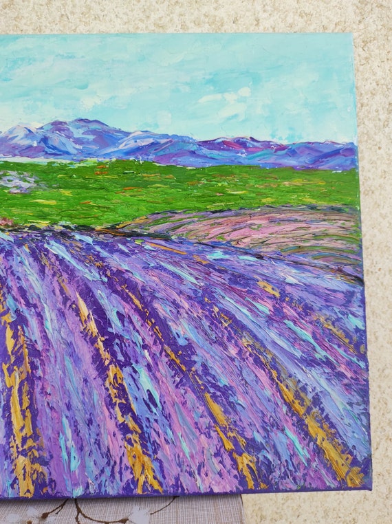 Tuscany Painting Lavender Field Original Art Small Landscape Oil ...