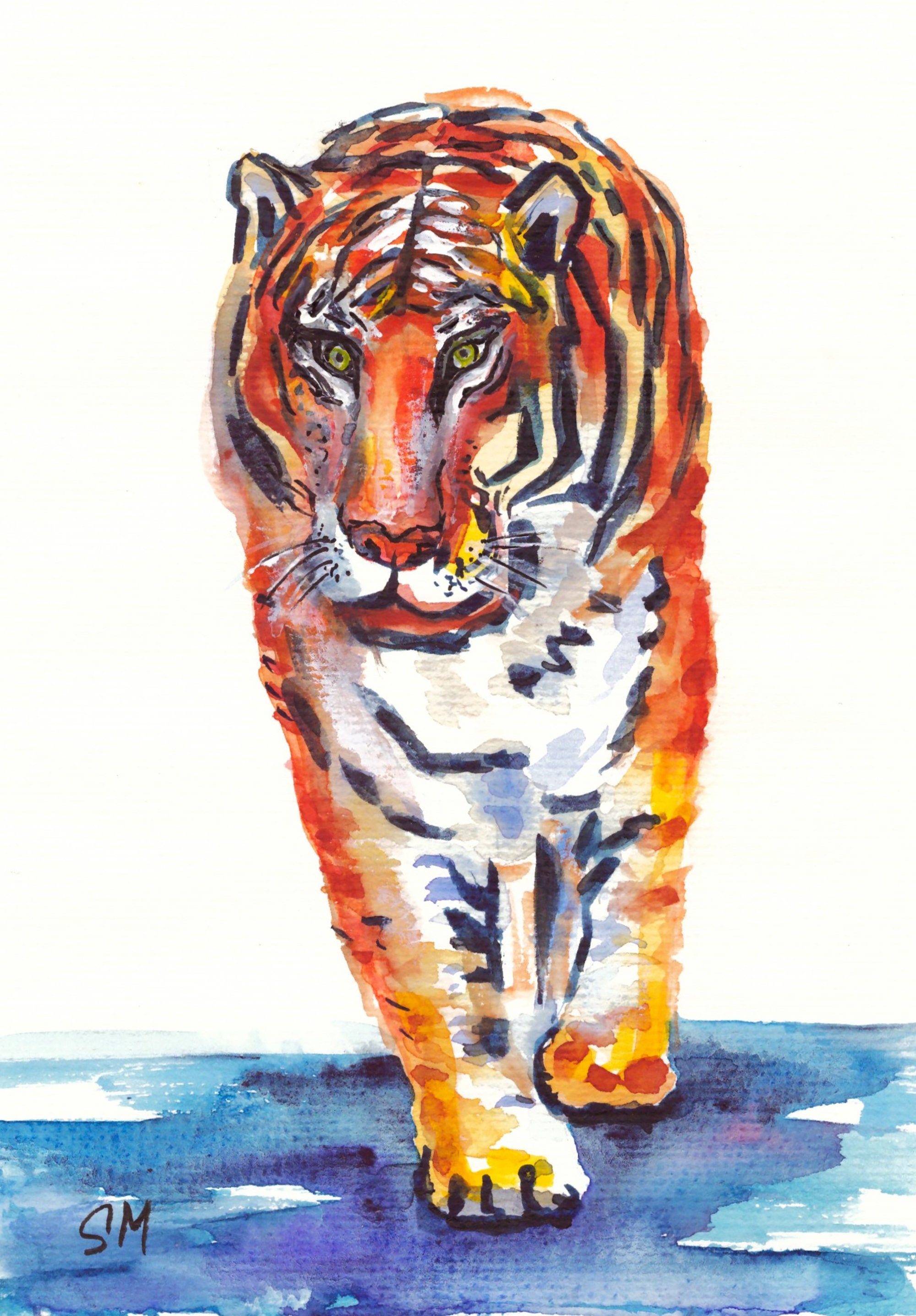 Tiger Original Watercolor Animal Painting Tiger Wall Art by | Etsy