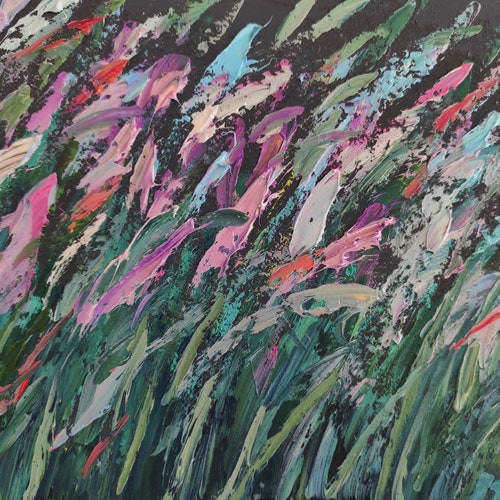 Abstract painting flower shops Original Art floral Abstract Wall Art Mint Pink Painting Flower wall art