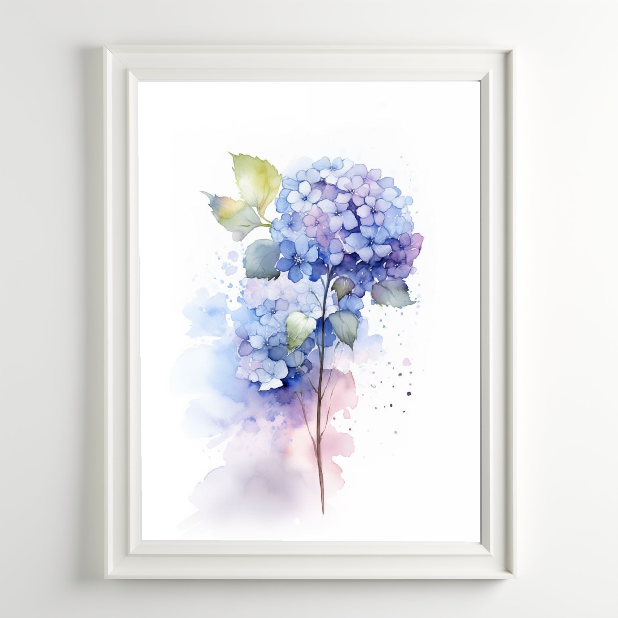 Blue Hydrangea Painting Watercolor Print Hydrangea Flowers Floral Wall ...