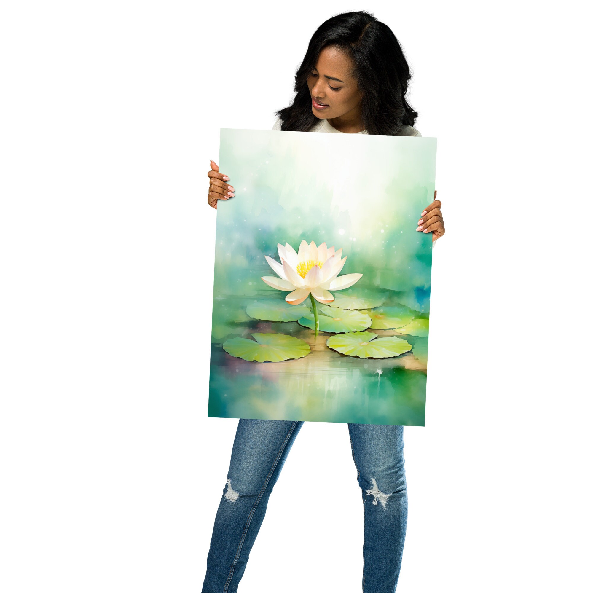 Lotus Painting Flower Watercolor Art Print White Lotus Wall Art - Etsy